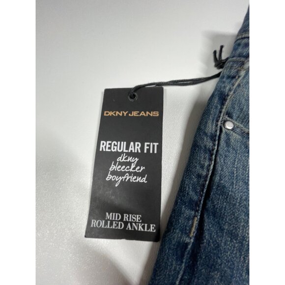 DKNY Jeans size 8 Regular Fit Mid Rise Rolled Ankle Cropped Boyfriend Denim Pant - Picture 3 of 8